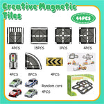 Load image into Gallery viewer, SKTMYY Magnetic Tiles Road Set with Pullback Car, Magnetic Tiles for Kids Ages 3-5 4-8, Magnet Building Tile for Toddler Kids Boys Girls, Creative STEM Building Toy & Learning Educational Magnet Toys