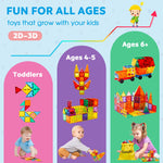 Load image into Gallery viewer, Ryoichi 138PCS Magnetic Building Tiles Set with 2 Cars, STEM Educational Construction Blocks & Montessori Learning Toys for Kids Ages 3-9+ Years