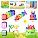 Load image into Gallery viewer, Coodoo Magnetic Tiles Kids Toys STEM Magnet Toy for Toddler Magnetic Blocks Building Preschool Learning Sensory Montessori Toys for 3+ Year Old Boys and Girls, Safe Creativity Toddler Kids Toy 40PCS