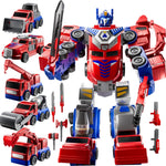 Load image into Gallery viewer, MSKOLER Robot Toys for Kids 3-5 Magnet Transforming Robot 5-in-1 Educational Toys Easy DIY Assembling Vehicle Playsets for Boys and Girls (Red)