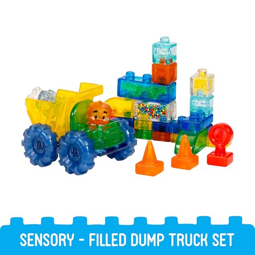 Jelly Blox Construction Dump Truck Set | 30 Pieces | Toddler & Preschool Building Blocks Kids Can Squeeze, Stretch, Squish | MESH ACCREDITED | Safety Tested & Ouch-Free | Sensory Play Toy Ages 2+
