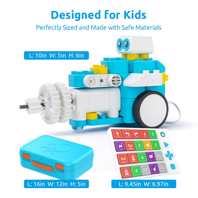 WhalesBot C3 Pro 12-in-1 Remote Control & Coding Robot Kit for Kids 4+, Advanced Smart Panel & Cards Programming, Educational STEM Toy, Block Building Set with Controller & Motor for Kids 4-6, 5-7