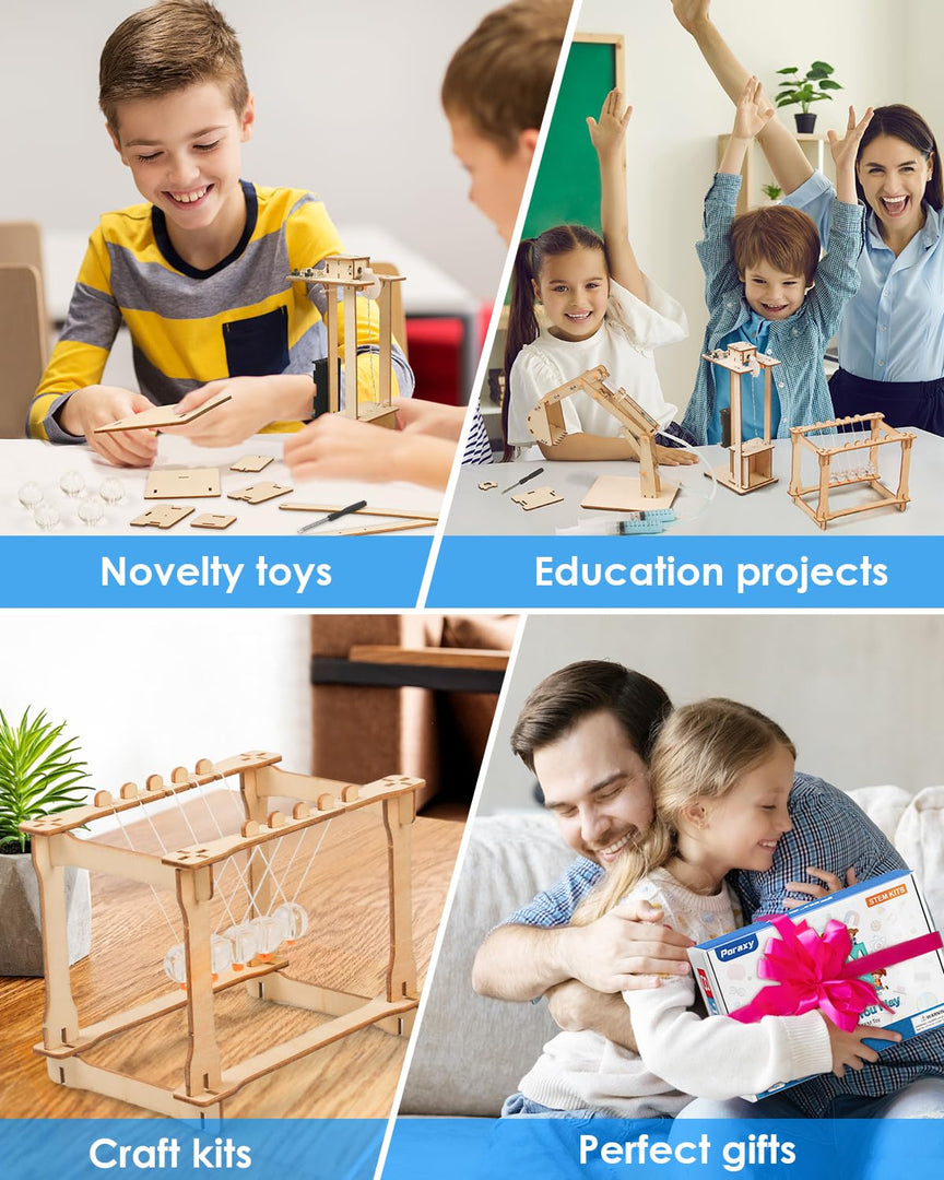 Poraxy 5 Set STEM Science Kits for Kids Age 8-12, Wooden Building STEM Projects 8-10, 3D Puzzles, Experiment Circuits Model, Toys for Ages 8-13, Gifts for Boys and Girls 6 7 8 9 10 11 12 13 Years Old