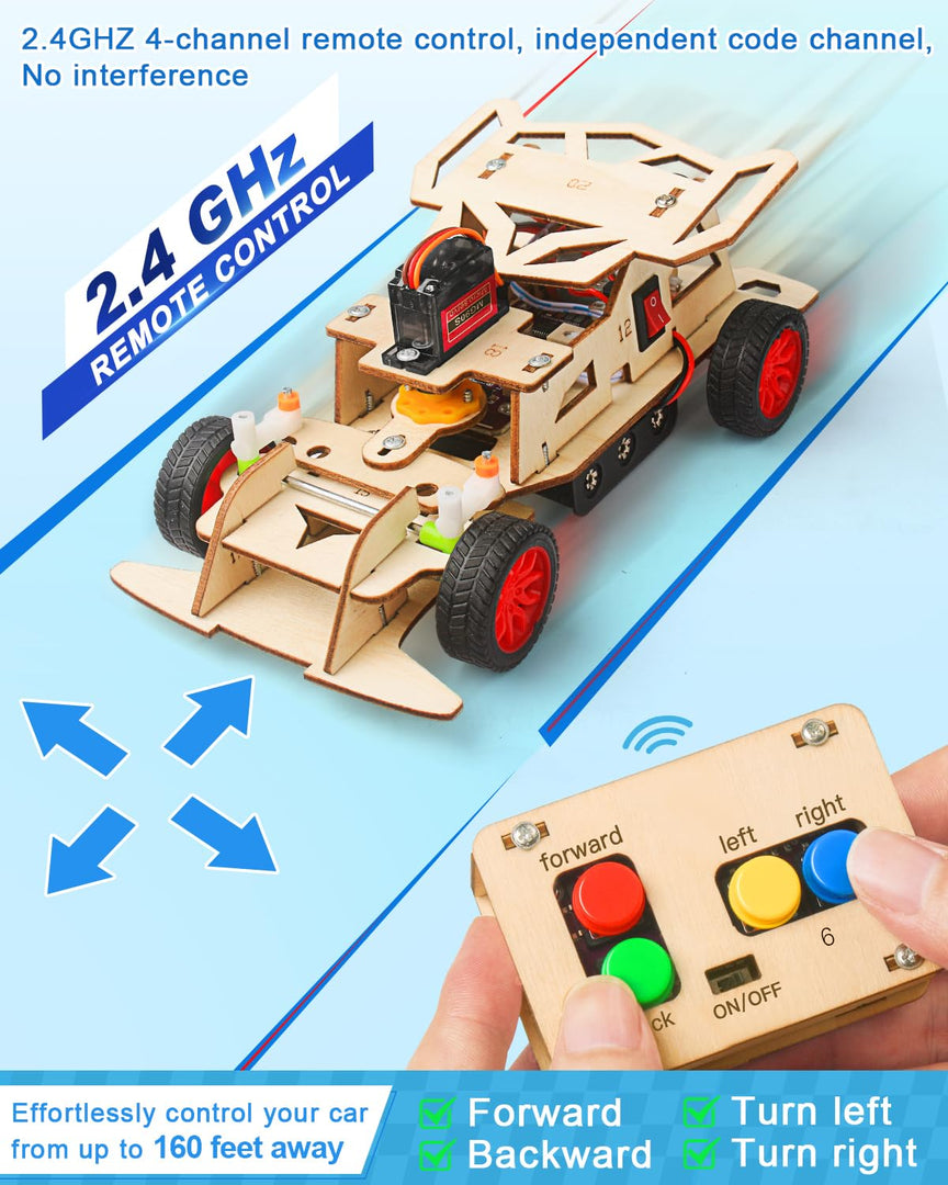 Poraxy STEM Kits for Kids 8-10, STEM Toys for Boys Ages 8-13, Remote Control Car, Wooden 3D Puzzles 8-12 Science Projects Building Model, Birthday Gifts for 8 9 10 11 12 13 14 Year Old Teen Boys Girls