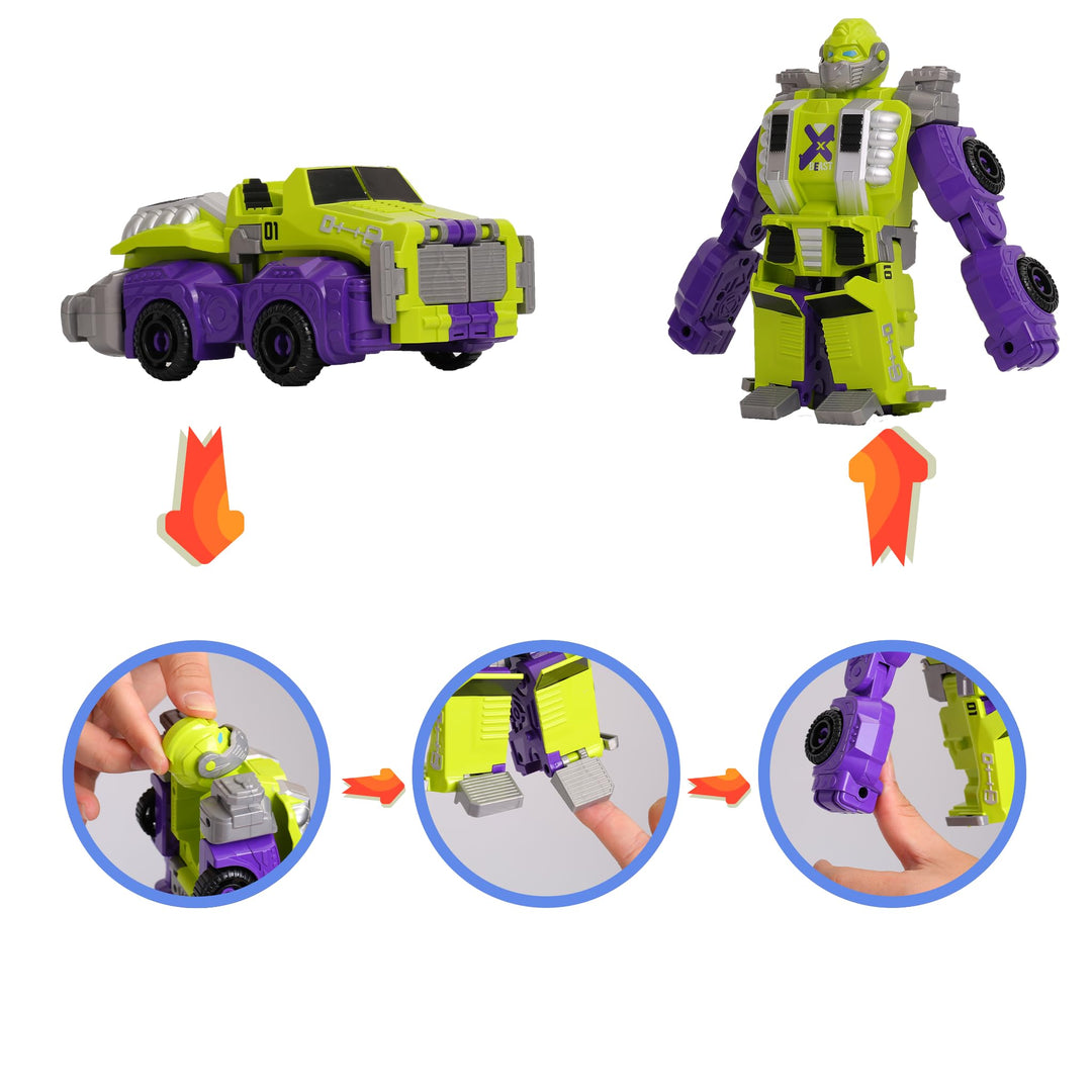 MIEBELY Toddler Robot Vehicles Set - 4Pcs Transforming Robots Toys for Kids - Magnetic Toys with Sturdy Connectors, Easy DIY Assembly Function - 4-in-1 Educational STEM for 3 4 5 6 Year Old Boys