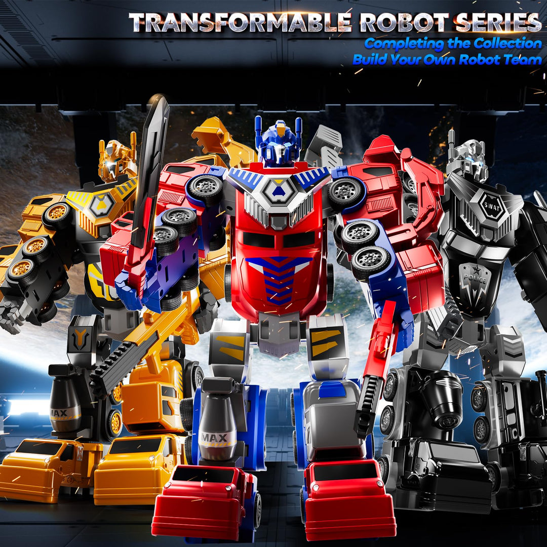 MSKOLER Robot Toys for Kids 3-5 Magnet Transforming Robot 5-in-1 Educational Toys Easy DIY Assembling Vehicle Playsets for Boys and Girls (Red)