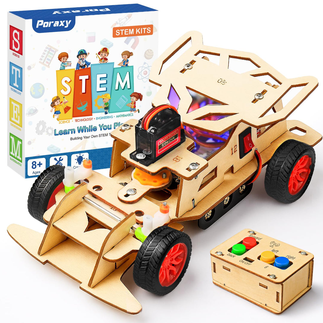 Poraxy STEM Kits for Kids 8-10, STEM Toys for Boys Ages 8-13, Remote Control Car, Wooden 3D Puzzles 8-12 Science Projects Building Model, Birthday Gifts for 8 9 10 11 12 13 14 Year Old Teen Boys Girls