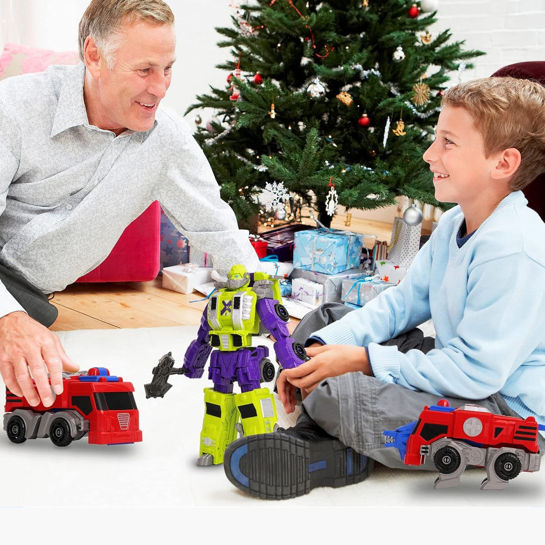 MIEBELY Toddler Robot Vehicles Set - 4Pcs Transforming Robots Toys for Kids - Magnetic Toys with Sturdy Connectors, Easy DIY Assembly Function - 4-in-1 Educational STEM for 3 4 5 6 Year Old Boys